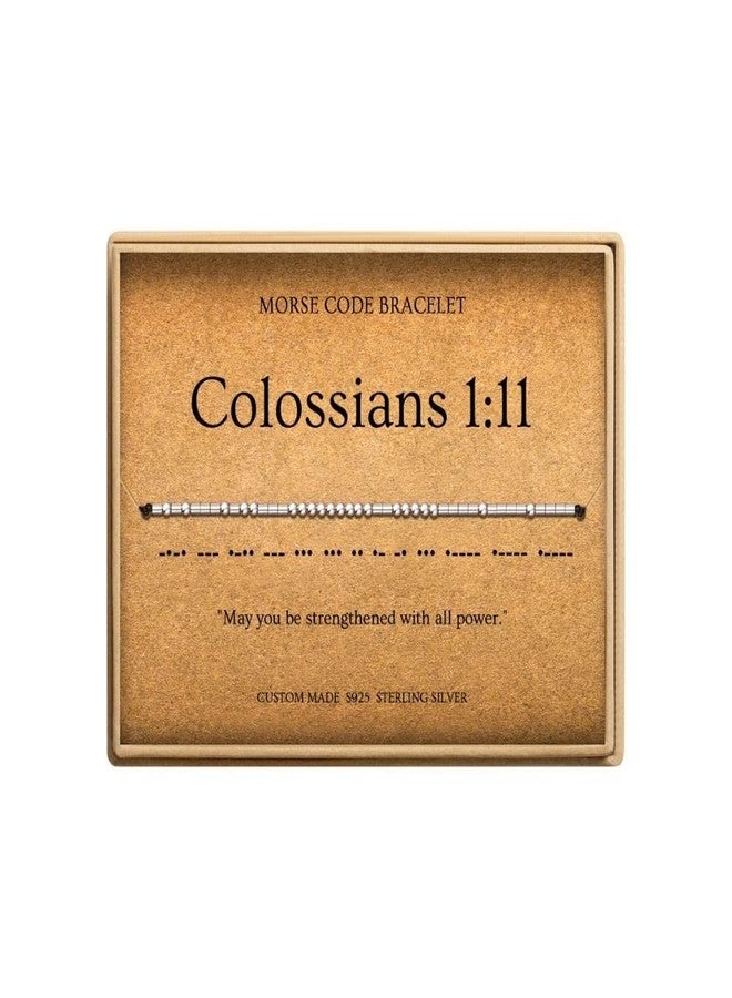 Loved Creations Morse Code Bracelets for Women, Colossians 1:11 Christian Bible Verse Bracelets, Scripture S925 Sterling Silver Inspirational Faith Jewelry, Religious Gifts for Women - Image 1